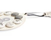 Fabric covered buttons handmade black&white little retro BALOONS's buttons round stylish