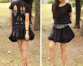 Black Skull Cut-Out Tee - XS, S, M, L