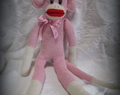 PINK Sock Monkey, Rockford, New, Handmade, Baby Gift