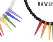 Rainbow Spiked Necklace & Earring Set - in Black or  White