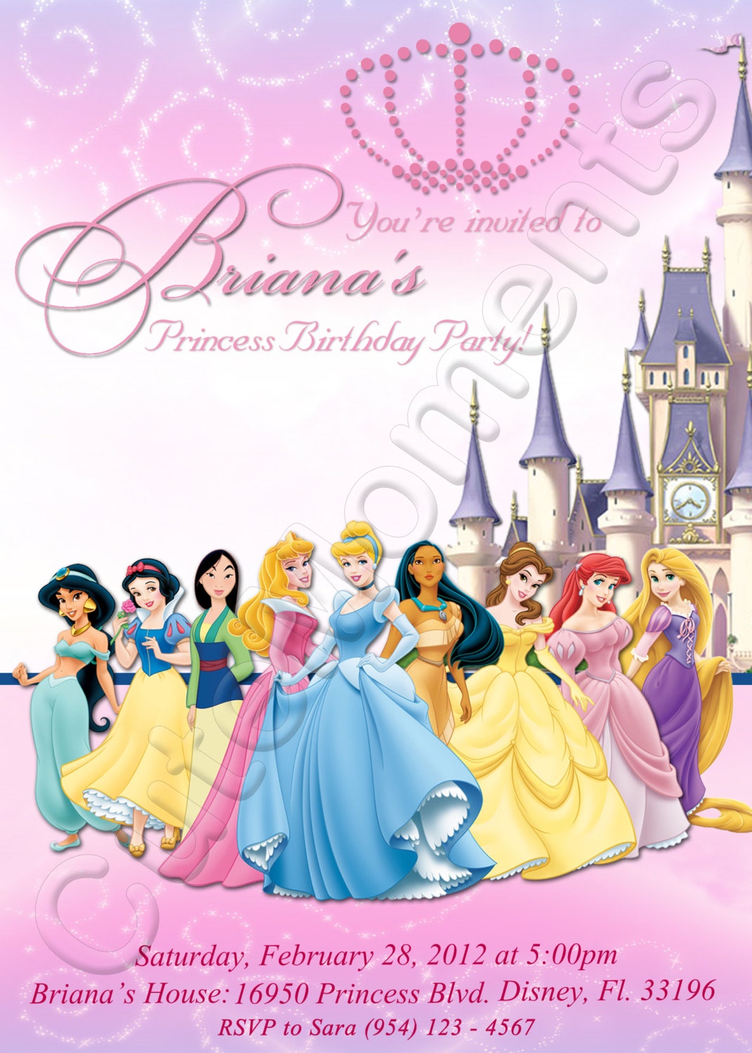 Disney Princess Birthday Invitation Templates