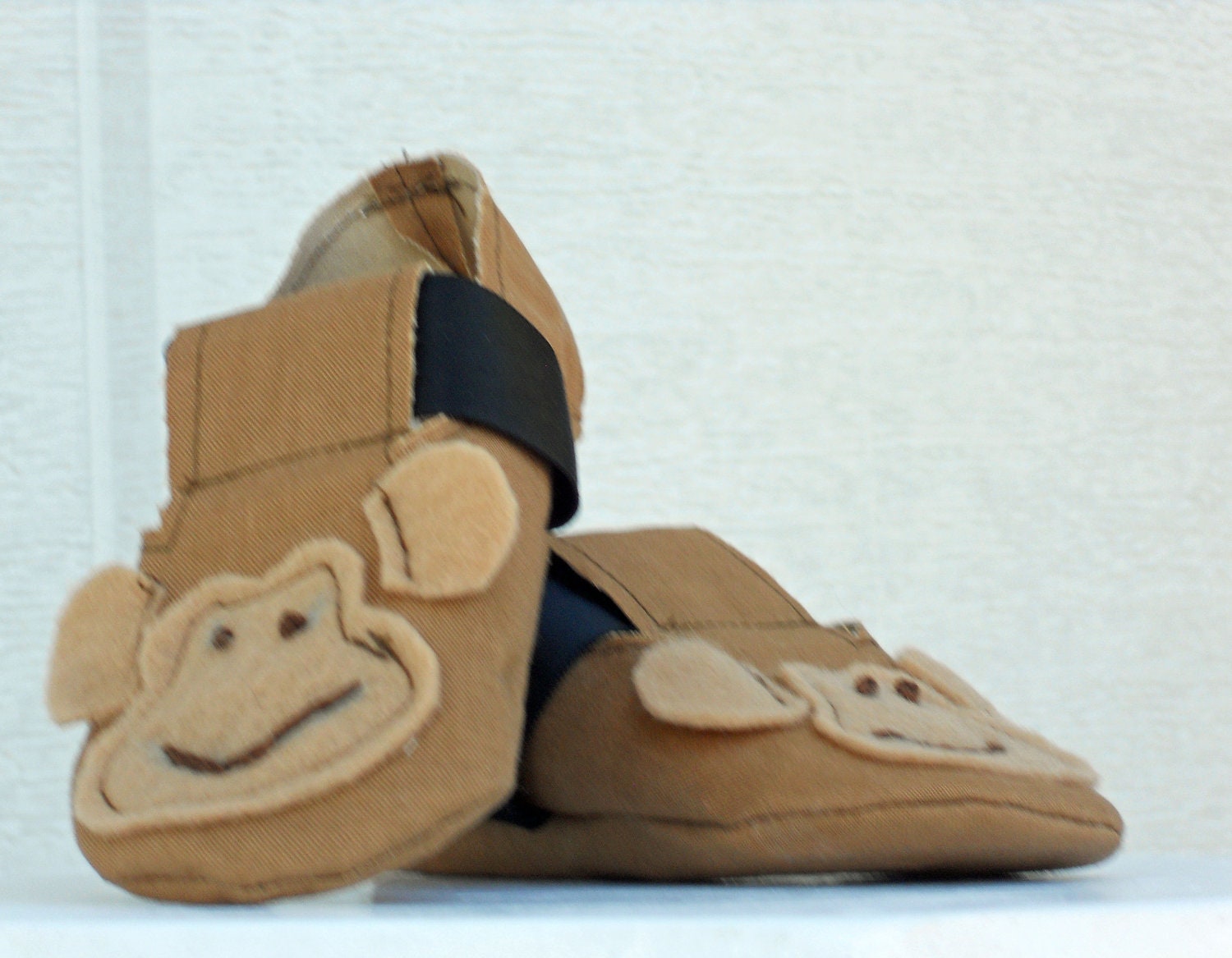 Soft soled baby shoes, slippers, booties with monkeys