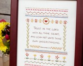 Trust in the Lord - Intermediate Sampler - 100% Cotton Embroidery Pattern