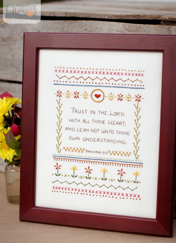 Trust in the Lord - Intermediate Sampler - 100% Cotton Embroidery Pattern