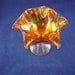 Iridescent Orange Carnival Glass Crimped Pedestal Compote/ Dish