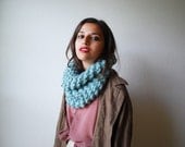 The Manhattan Cowl Hand Knit in Seafoam Wool Blend - MADE TO ORDER