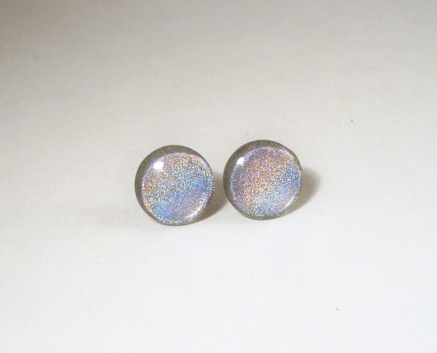 Silver Holographic Nail Polish Earrings