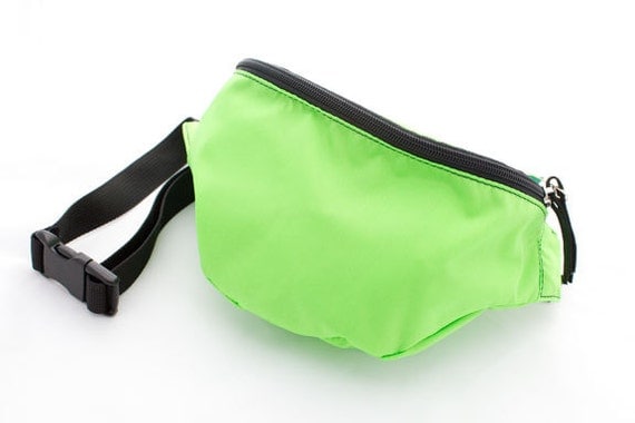 Neon Green Nylon Fanny Pack Hip Bag by Chiradesigns on Etsy