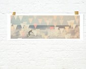 Geometric art surf print boho beach decor pastels pink yellow - Surf's up (small)