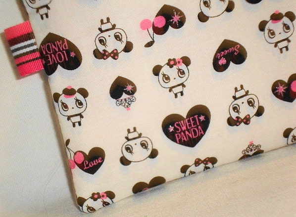 Sweet Love Panda Padded Zippy -- Pink on White Card Holder / Small Wallet