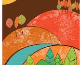 Fallmoon Giclee Art Print - Autumn Harvest Moon Fall Print