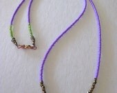 Long Minimalist Necklace Green Pearl Brass Faceted Beads Lavender Seed Beads Boho Necklace Beach Jewlery Summer Fashion Layering Necklace