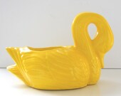 Garden Swan Planter Ceramic Flower  Pot in Lemon Yellow