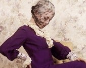 Laced - FREE SHIPPING - Print Black Purple White Lace Girl Wrapped Head Posed Ruffles Portrait Photo Art Plum Veil Floral