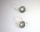 Black polymer sterling silver beads dangle bullseye Earrings