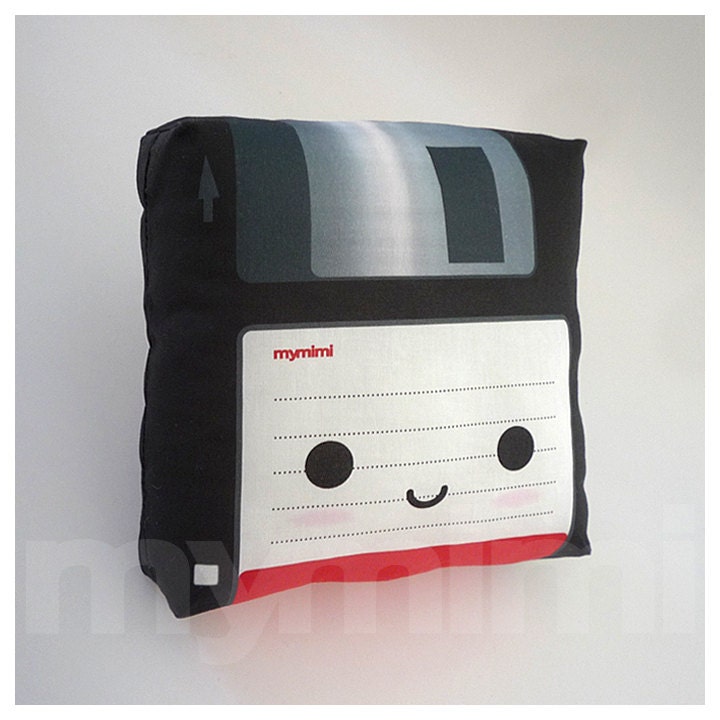 Decorative Pillow, Mini Pillow, Throw Pillow, Retro Toy Pillow - Black Floppy Disk
