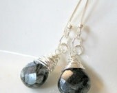 Rutilated Quartz Earrings, Dangle, Sterling Silver Wire Wrapped