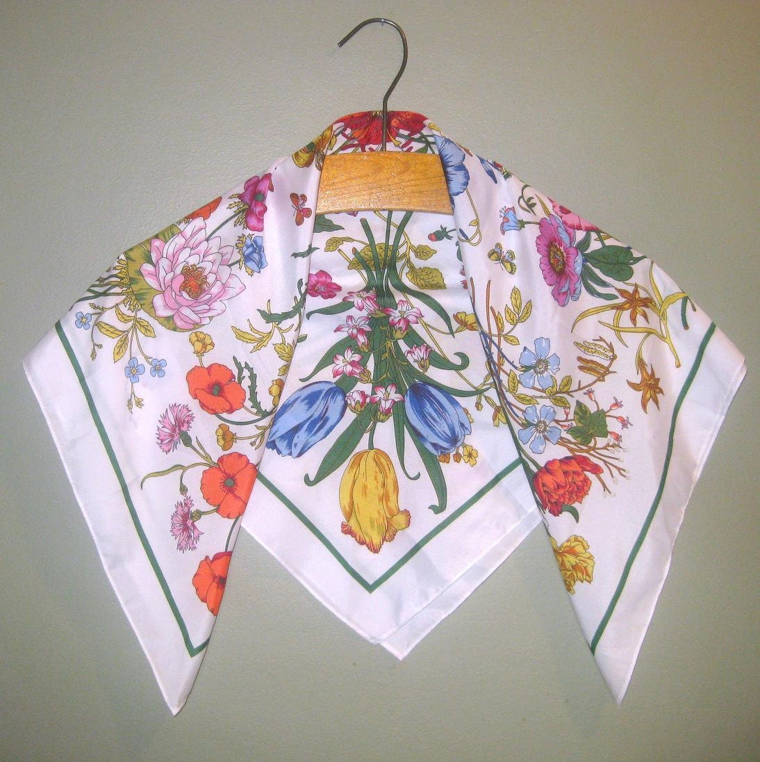 FLORAL BUTTERFLIES Square Head Neck SCARF, Spring Women Colorful Accessories Sale