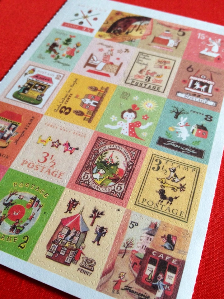 100pcs RETRO STAMP STICKERS Vintage Style Amazing Graphics