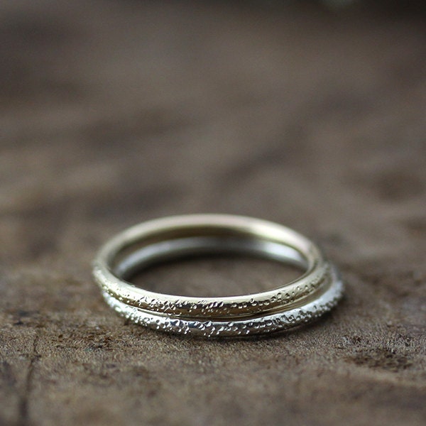 14k gold ring, stardust textured band, eco friendly