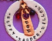 Personalized Necklace - Hand Stamped Jewelry - Personalized Mom Necklace  -  Layered Grandmother's Necklace  -  Mixed Metals  -  Birthstone
