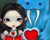 My Very Strange Valentine heart yeti fairy art print by Jasmine Becket-Griffith 8x10