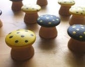 wooden mushroom toy - counting toadstools  - WALDORF - birthday party favor - bumble bee