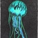 Print Jellyfish Blue 24x32 -Giclee Pointillism -