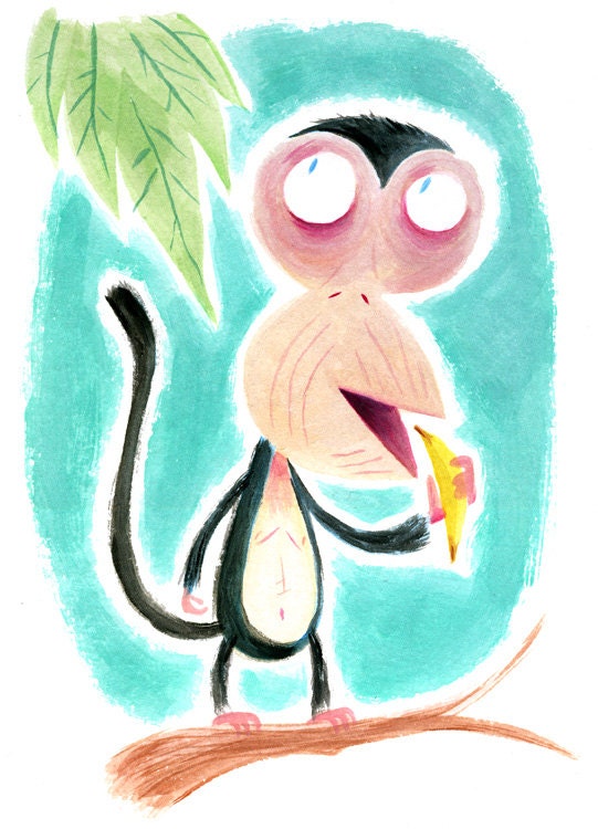 ORIGINAL Cute Monkey 9x11.25 painting by Mike Gorman