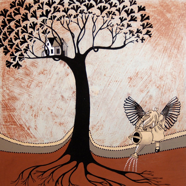 TThe Best Kind Of Tree House, 8"x8"- Archival Print of My Original Painting