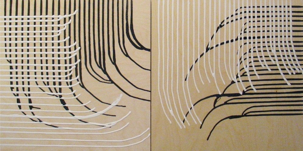 Original Paintings Abstract Acrylic Mixed Media Art Diptych by Aisyah Ang Size 20x40 inches