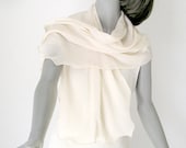 Linen Beige Sand Scarf 100% Silk Chiffon 10mm  Shoulder Wrap Unique Hand Dyed 17" x 52".
