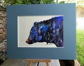 Bear Watercolor Art Original Painting Animal Sketch Illustration by Artist debra alouise