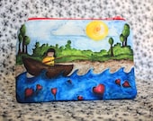 This is what I was meant to do. - Large Zipper Pouch surreal girl fishing for hearts of men