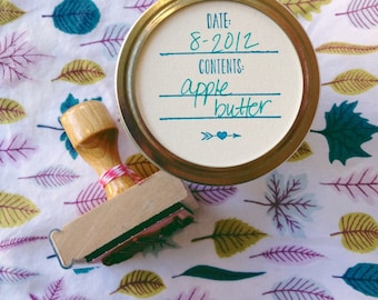 Canning Label Stamp with mini heart and arrow design