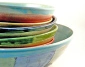 Handmade Art Bowls Pasta Bowl Set with six pasta dishes and one serving bowl MADE TO ORDER