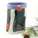 Handmade Pottery Vase Carved and Sculpted in Periwinkle Purple and Teal - Soap Dispenser, Pencil Holder Toothbrush Holder