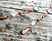 Exquisite Labradorite Pearl Watermelon Tourmaline Herkimer Diamond Rainbow Moonstone Copper Super Long LUXE Earrings
