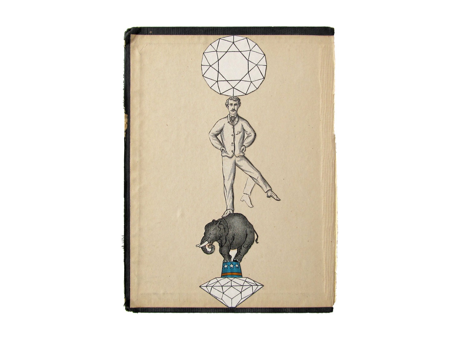 Balancing Act - Collage on Book Cover - Original Paper Collage