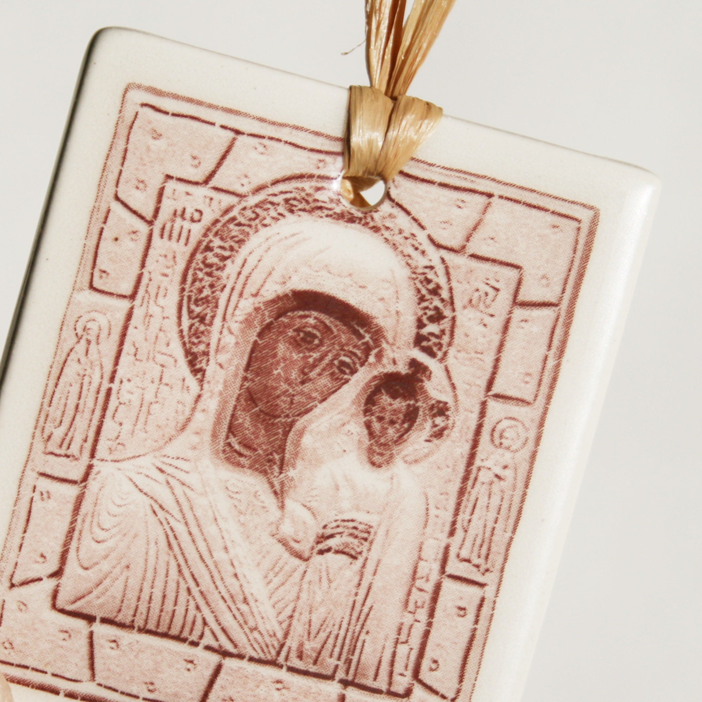 Russian Icon - Madonna and Child -handmade ceramic tile Ornament - perfect teacher or co-worker gift