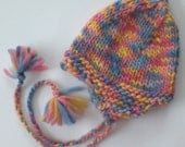 Newborn Girl 0 to 6 months EaR FLaP Baby Hat PHoTo PRoP Pink Blue Yellow Mauve Fleck Wool AViAToR CaP w ties ReAdy to SHiP Cozy Beanie
