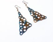 Leather Earrings Hand Tooled Cut Outs