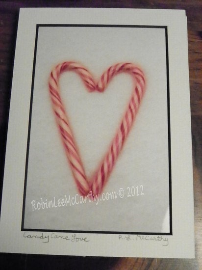 034 5x7 Matted Candy Cane Heart Candy Canes in Love Signed Photography Photograph Print Winter Christmas Holiday