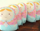 matryoshka dolls "carminitas pastel butterfly grandes (pink) " -- set of (5) --MADE TO ORDER