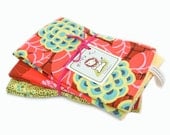 Cotton Terry Cloth Baby Burp Cloths Red and Lemon Cameo