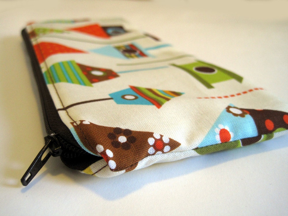 zipper pouch - birdhouses