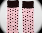 Pink with Brown Dots Leg Warmers one size fits 5 months to pre teen
