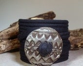 Wrap Bracelet - Tribal Pattern Design - Button Clasp - Fabric Wrap - Easy Wear