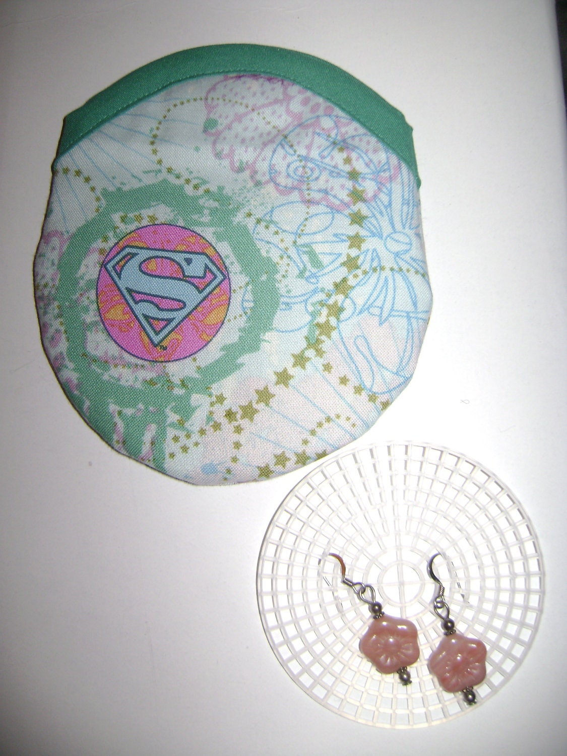 Travel Earring or Earbud Pouch Padded Case - Super Girl Wonder Woman