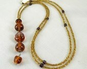 Amber and Amethyst Y necklace